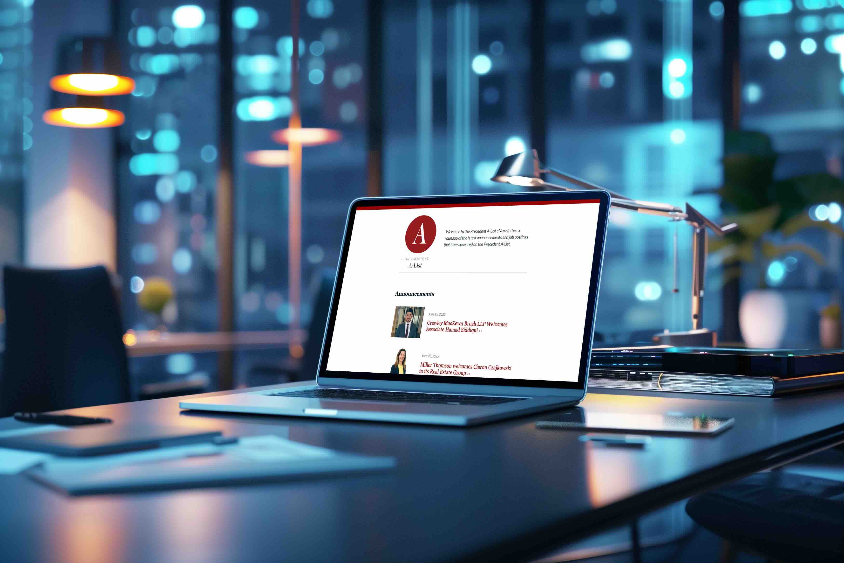 Screenshot of The A-List newsletter on a laptop